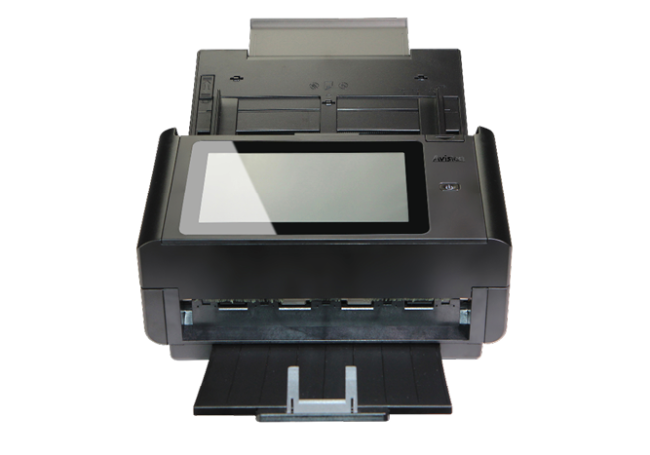 Avision AN360W scanner front view open